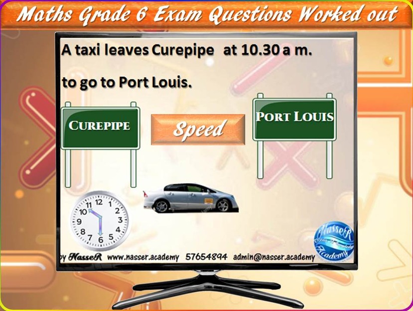 Maths Grade 6 exam questions worked out: taxi speed and distance problem