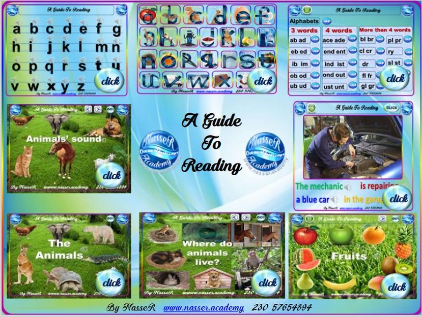 A guide to reading: alphabets, word families, animals, fruits and everyday vocabulary
